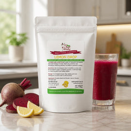 The Beet Lady LEMON DROP Beet Food Nutritional Therapy powder blended with real fruit.  Organic, plant-based, non-GMO.  6 oz