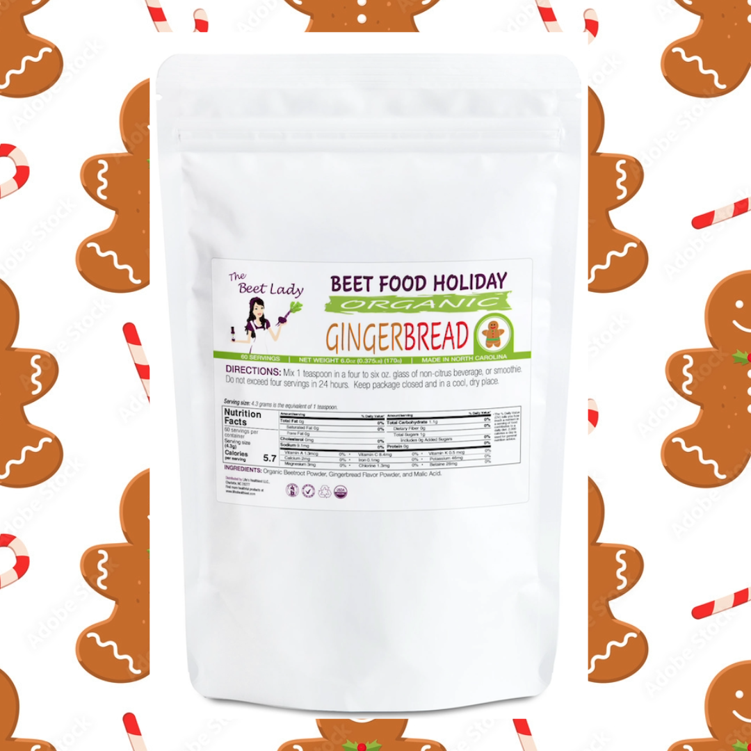 The Beet Lady HOLIDAY GINGER BREAD Beet Food Nutritional Therapy powder blend.  Organic, plant-based, non-GMO.  6 oz