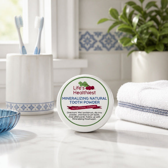 Life's Healthiest Completely Natural Mineralizing Mouth Wash & Tooth Powder.