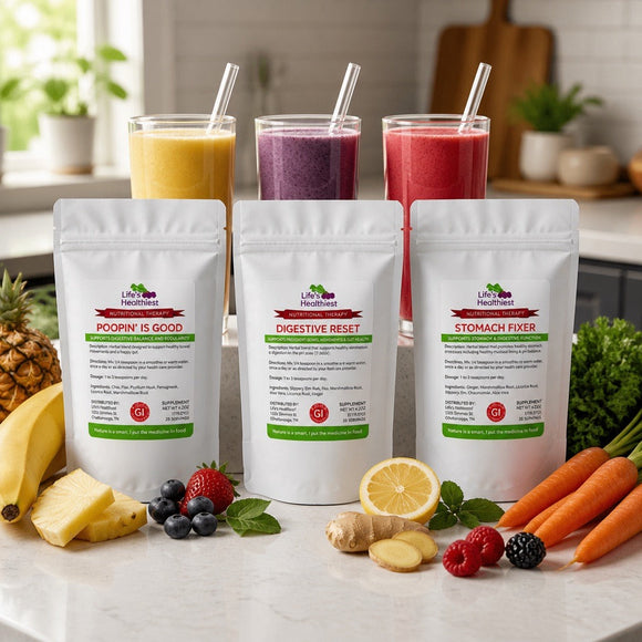 Life's Healthiest STOMACH & CONSTIPATION, DIGESTIVE RESET Duo or Trio  Whole Food Nutritional Therapy