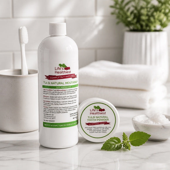 Life's Healthiest Completely Natural Mineralizing Mouth Wash & Tooth Powder.
