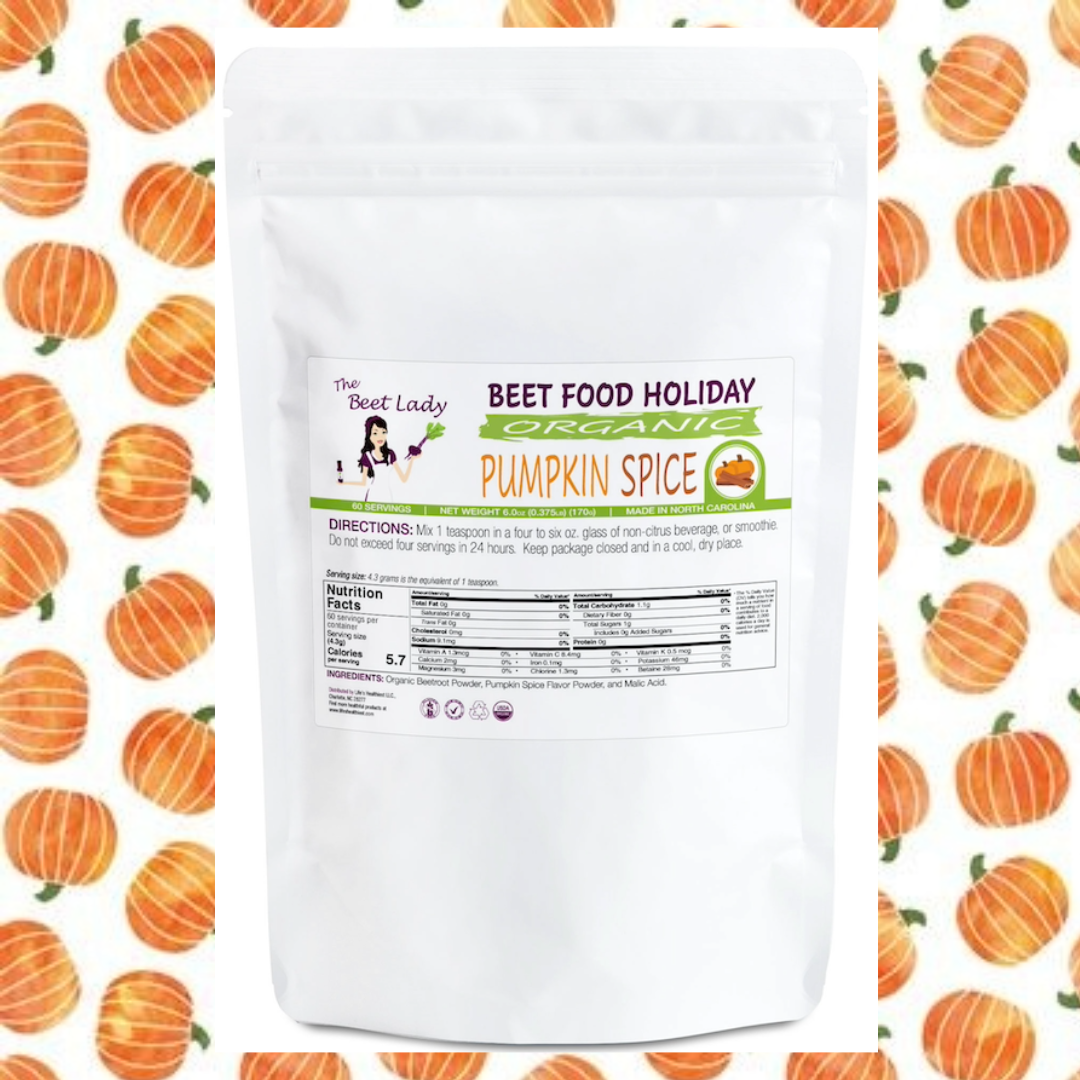 The Beet Lady HOLIDAY PUMPKIN SPICE Beet Food Nutritional Therapy powder blend.  Organic, plant-based, non-GMO.  6 oz